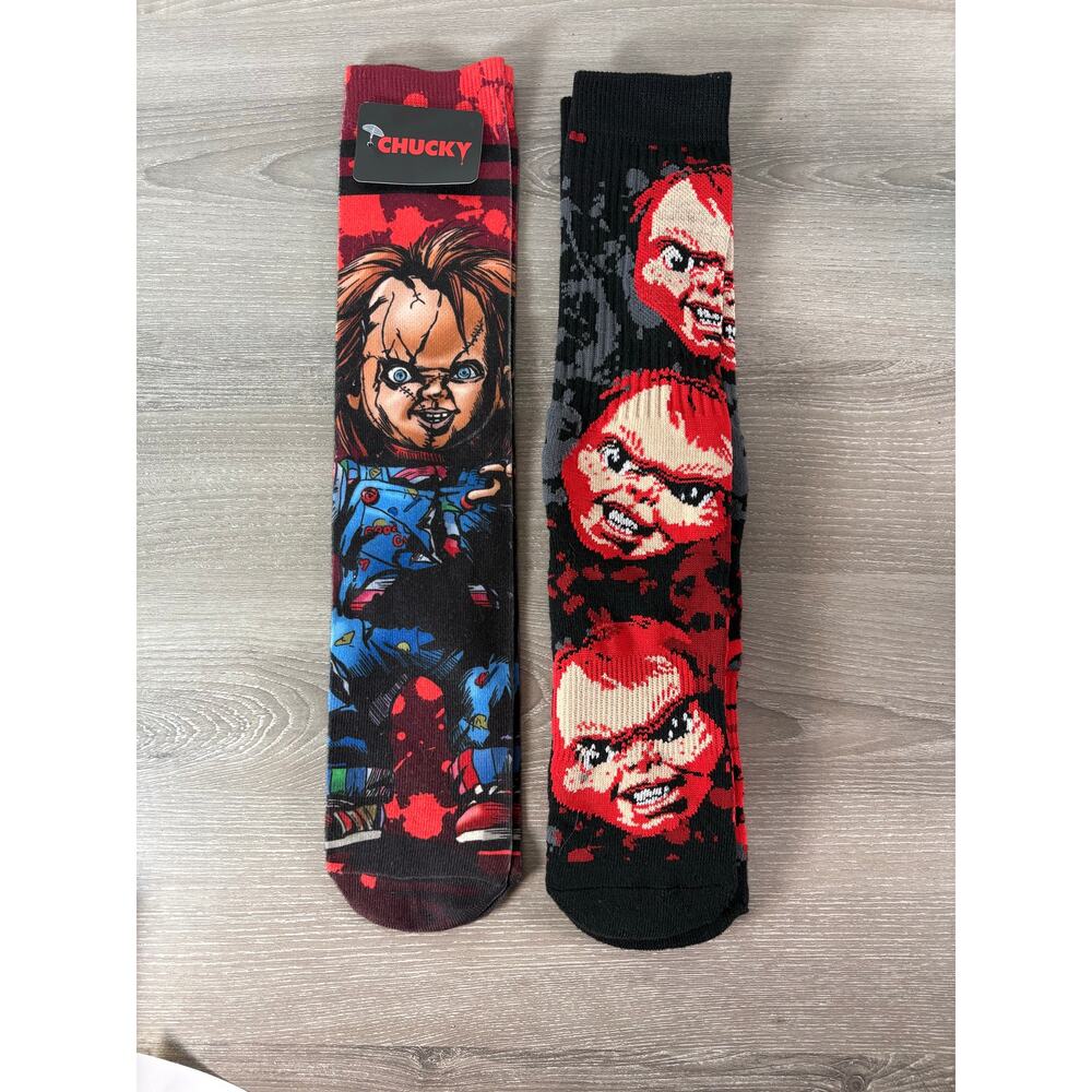Chucky Men's‎ Halloween Horror Socks- 2 Pairs- One NWT- Other NWOT